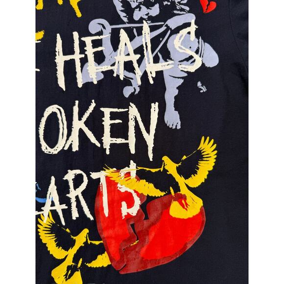 DEIARI Oversized Graphic T-Shirt Navy Blue “GUAP Heals Broken Hearts” sz S - Picture 6 of 8